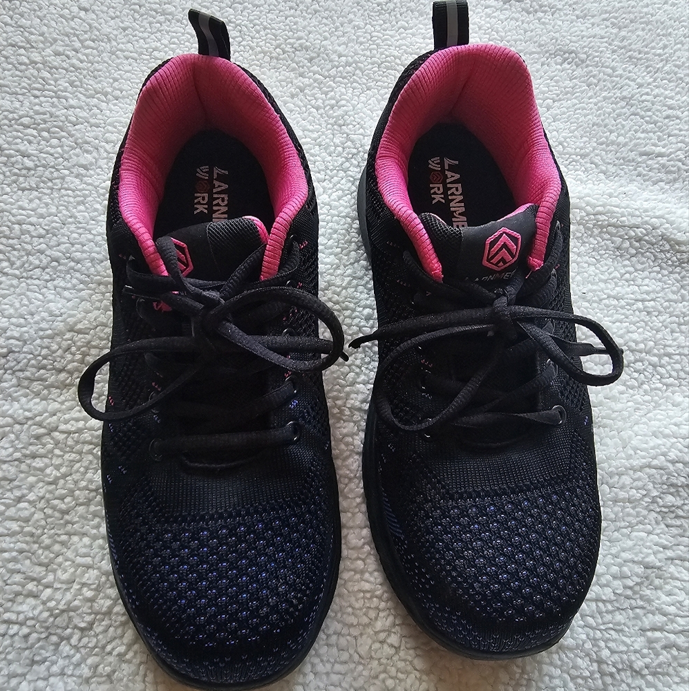 Women's Black And Pink Steel Toe Lightweight Safety Sneaker Puncture Proof